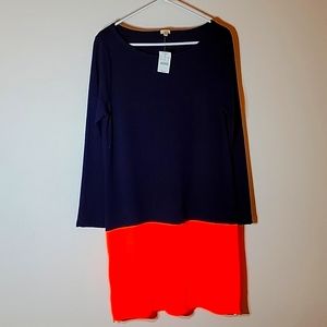 J Crew two tone dress size Medium NWT Orange and navy